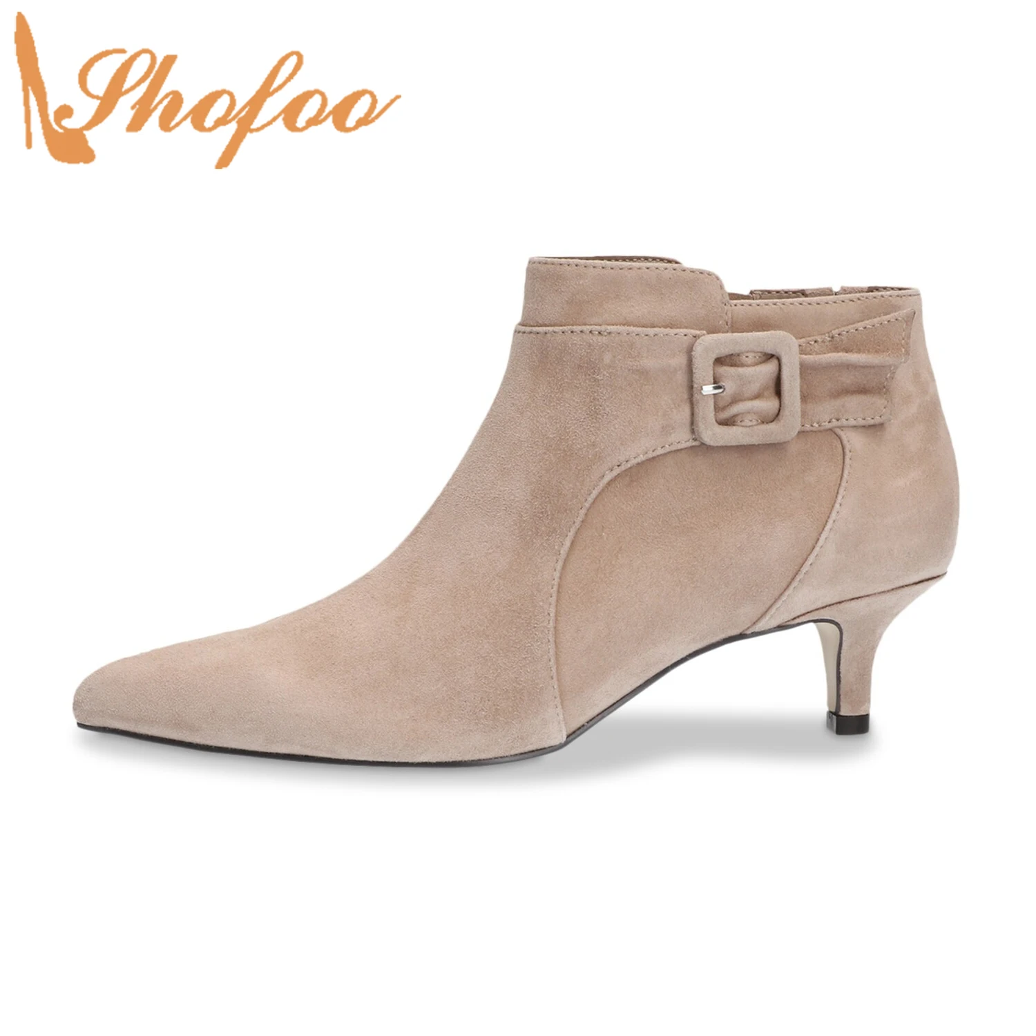 

Женские ботильоны на среднем каблуке с котятами, ботинки с острым носком и пряжкой, Женская офисная обувь на молнии, большие размеры 42 43, 2021