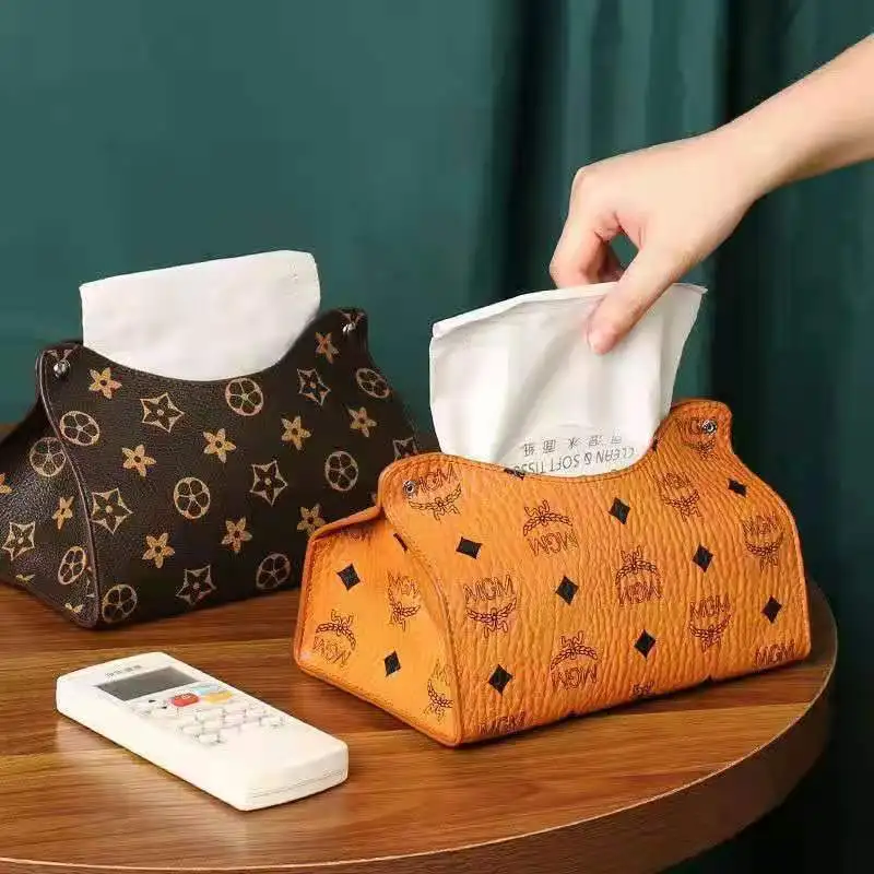 

PU Leather Desktop Tissue Case Toilet Car Anti-Moisture Pumping Paper Container Home Office Napkin Holder Durable Storage Box