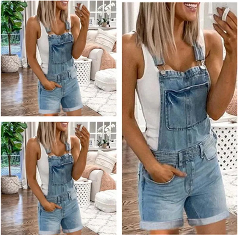 

Hot Sale Ladies Suspenders One-piece Denim Shorts Casual All-match Slim Fashion Denim Shorts 6637