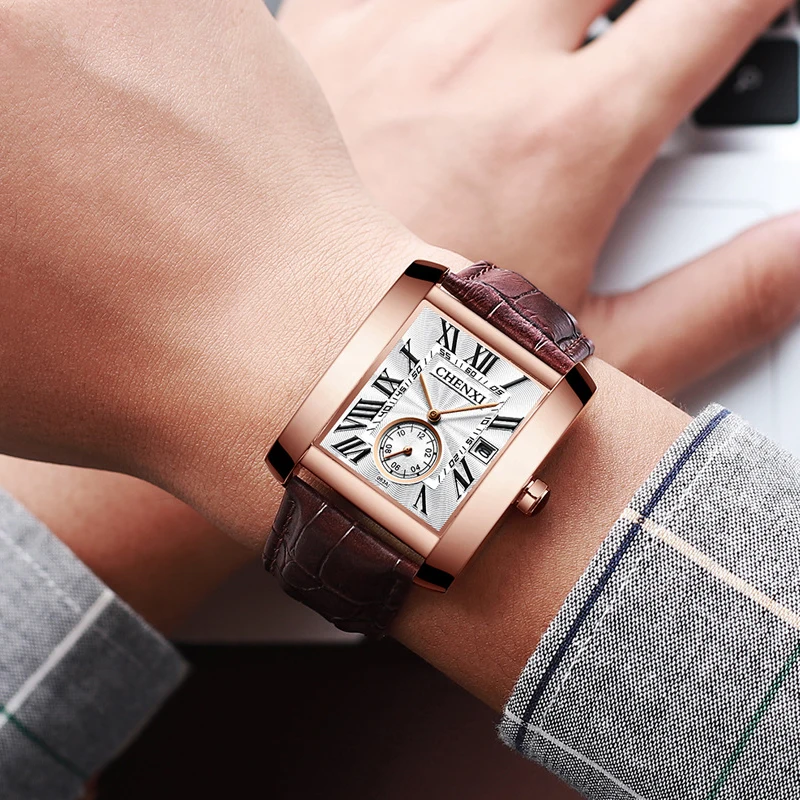 

Square Men's Watch Quartz Men Watches Simulation Wristwatch TOP Brand Luxury Fashion Business For Man New Relogio Masculino