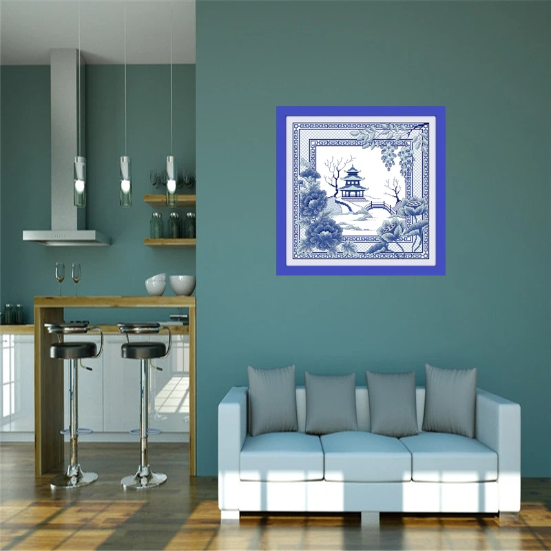 Набор для вышивки крестиком DMC набор домашнего декора с голубым пейзажем сделай