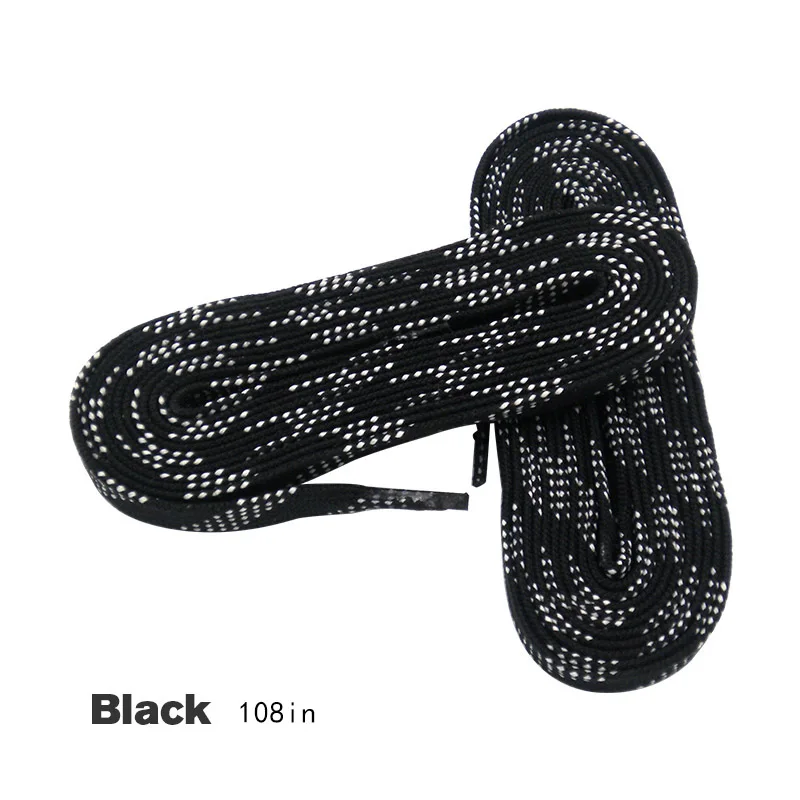 Black 108in Шнурки для коньков 96in 108in 120in двухслойная оплетка дополнительные усиленные кончики вощеный кончик дизайн костюм для хоккеист на коньках хоккейная обувь кружева - Цвет: Black 108in