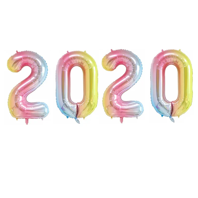 2020 воздушные шары Золотое серебряное число Фольга гелиевые Merry Christmas Новый год