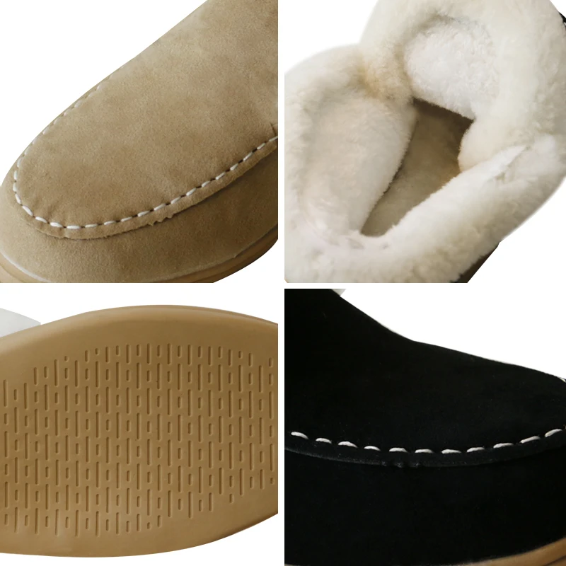 

Ankle Boots Faux Suede Boots Faux Fur Warm Winter Boots Slip-on Snow Boots For Women Flat Shoes Plus Size 43 Cotton Slippers