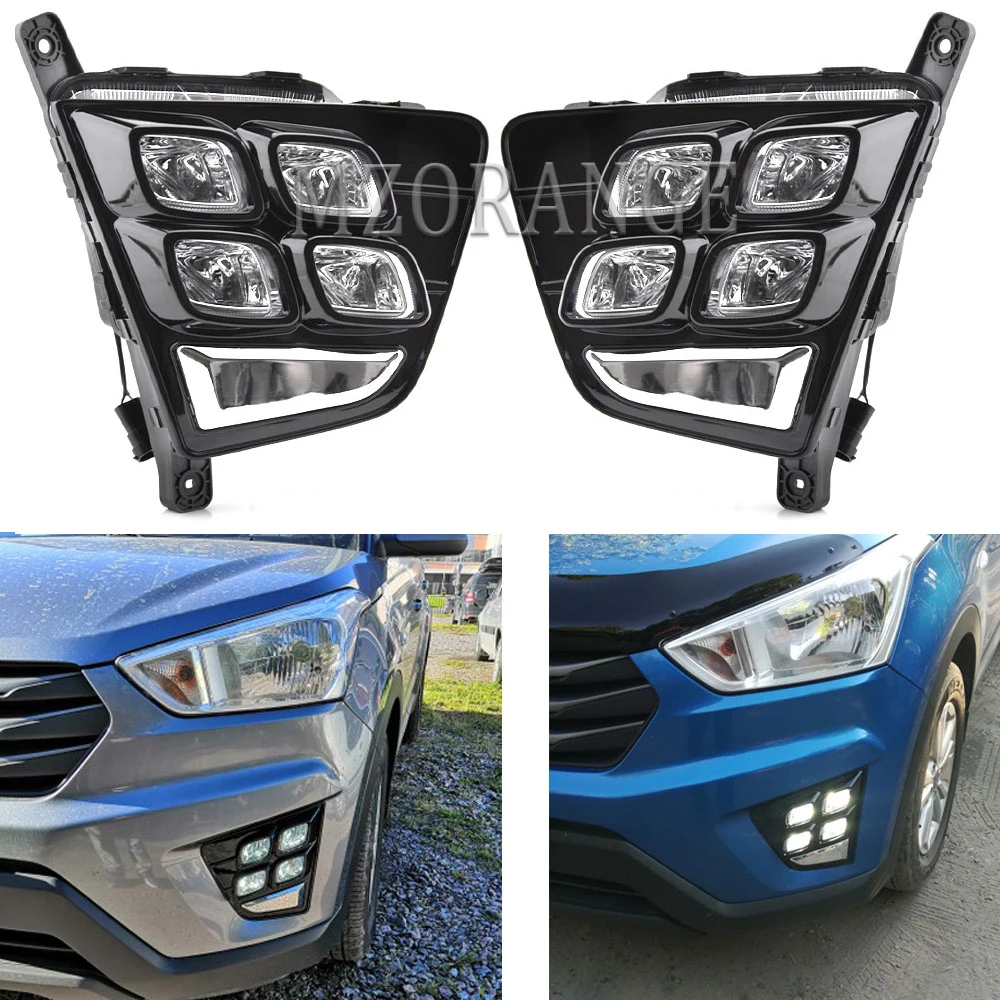 

Светодиодный ная фара DRL s для Hyundai Creta IX25, 2014, 2015, 2016, противотуманные фары, дневсветильник ходовые огни, противотуманные фары, аксессуары