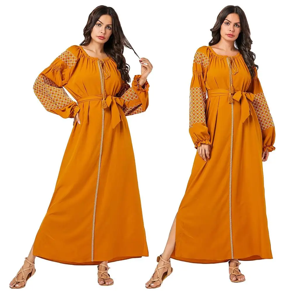 Вышивка Абая для мусульман Для женщин платье макси из Дубая в этническом стиле на