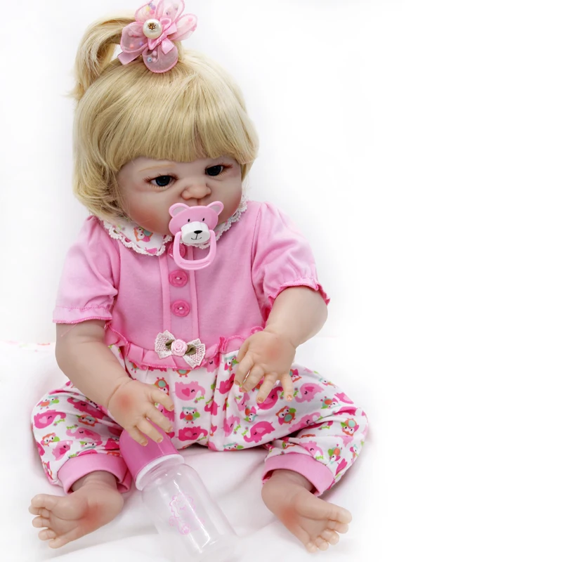 

20Inch 50cm Reborn Baby Doll Soft Silicone Body Cute Blonde Girl Blue Eyes Joint-body Toddler Toy Rebirth Dolls Children's Gifts