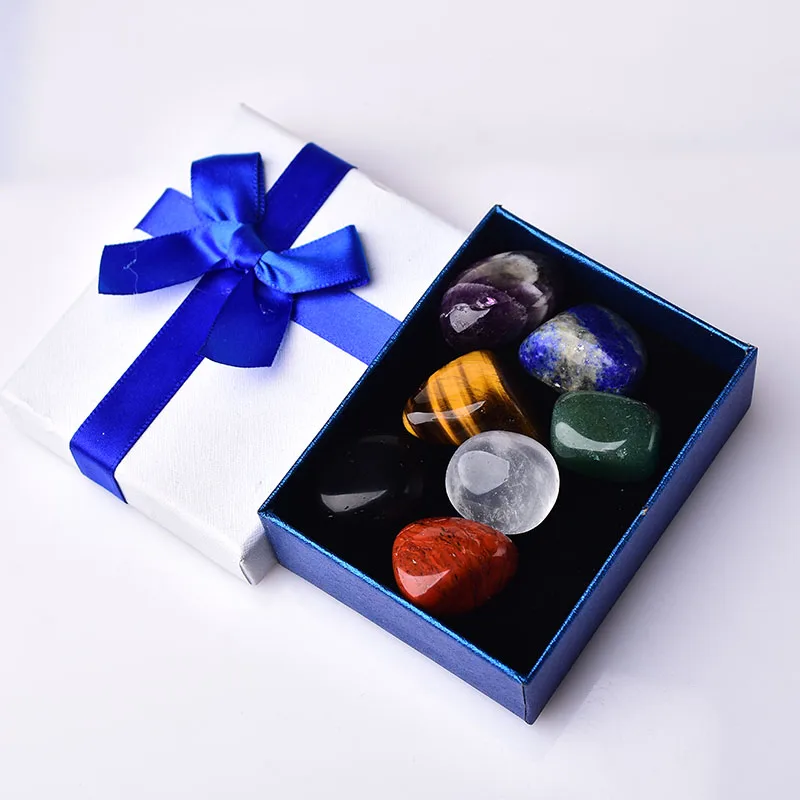 

7PCS/Set Natural Stone Crystal Gemstone Chakras Healing Stone Quartz Mineral Ornaments Home Decoration Gifts Box for Children