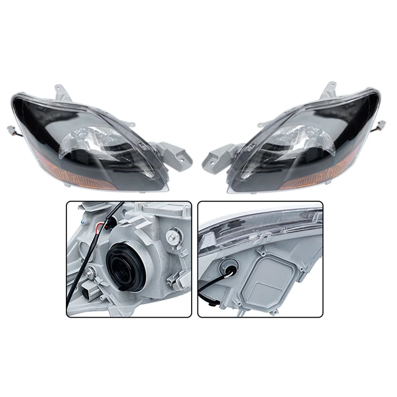 

Auto Headlight Assembly for Toyota Yaris 4Dr Sedan 2007-2012 Black Bezel Clear Lens Headlights Lamps 81170-52740