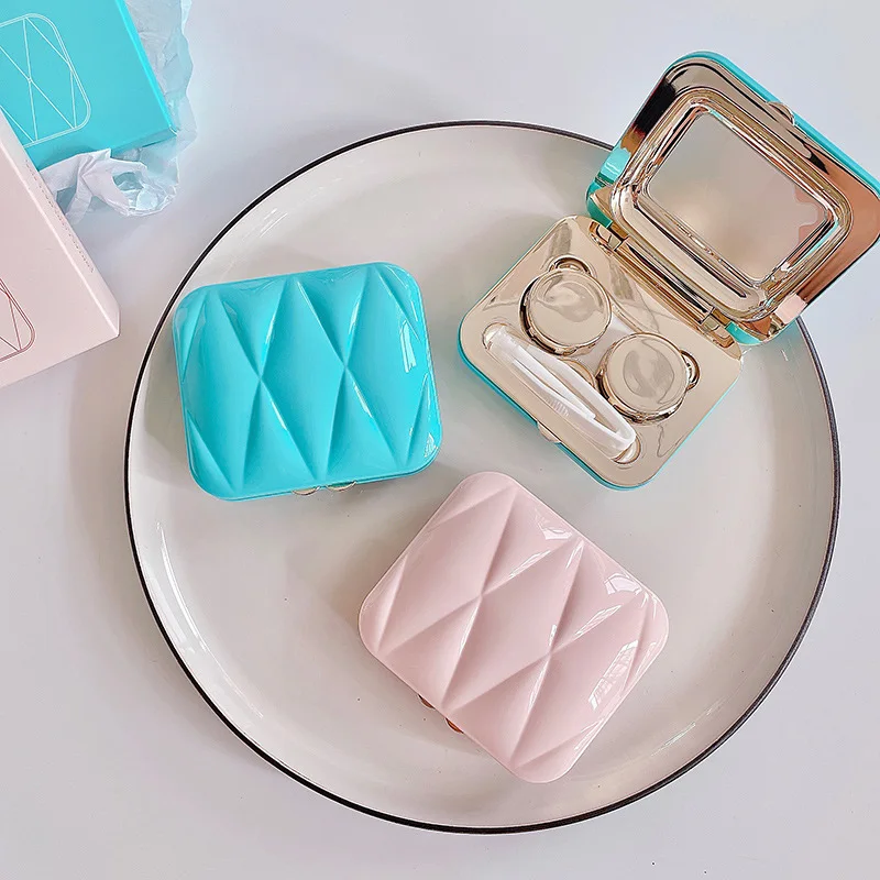 

Текстурный розовый чехол для контактных линз, женские цветные контактные линзы, контейнер для хранения, портативный дорожный набор, Подаро...