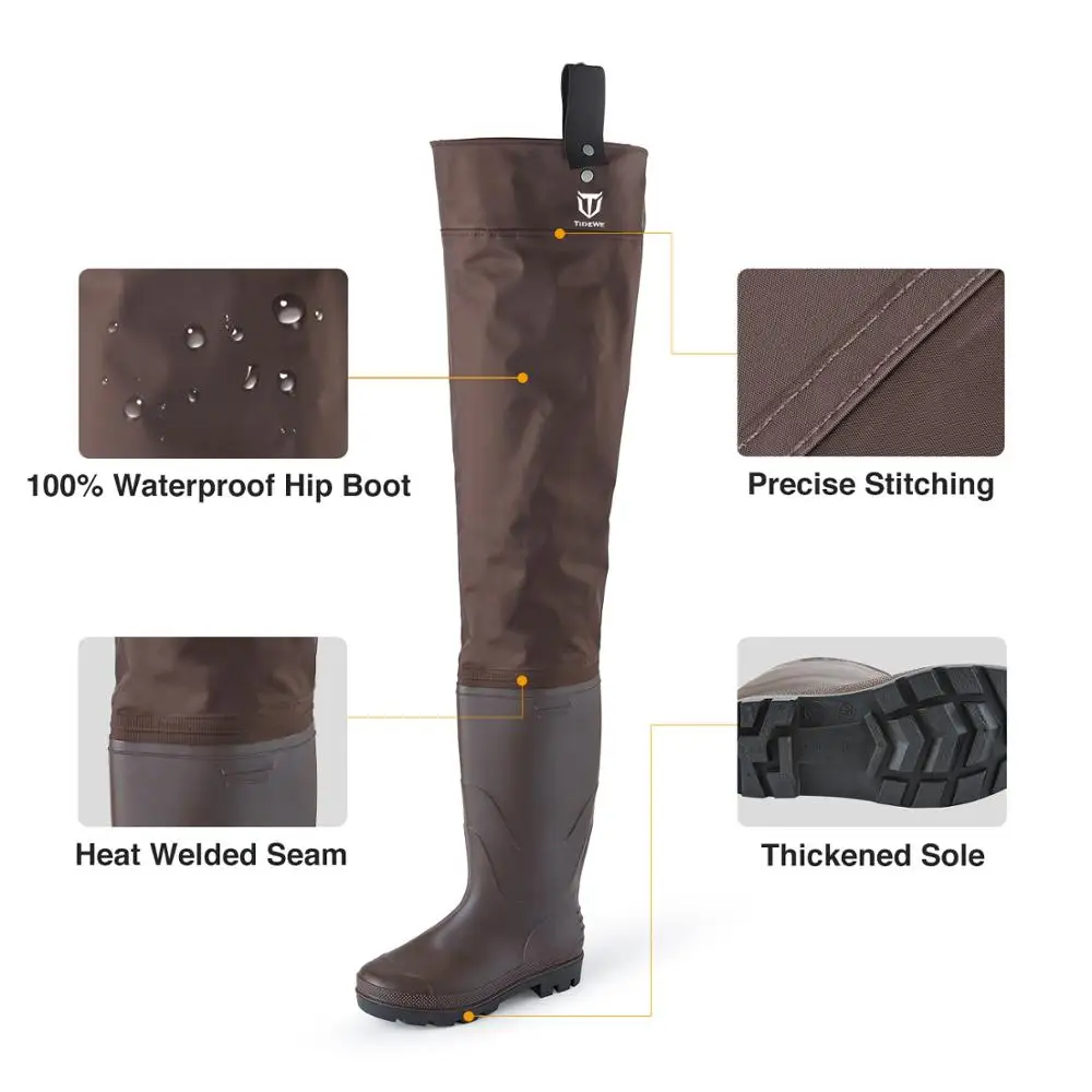 TideWe коричневые многоцелевые хип Waders легкие ПВХ рыбацкие сапоги Hip Boots охотничьи