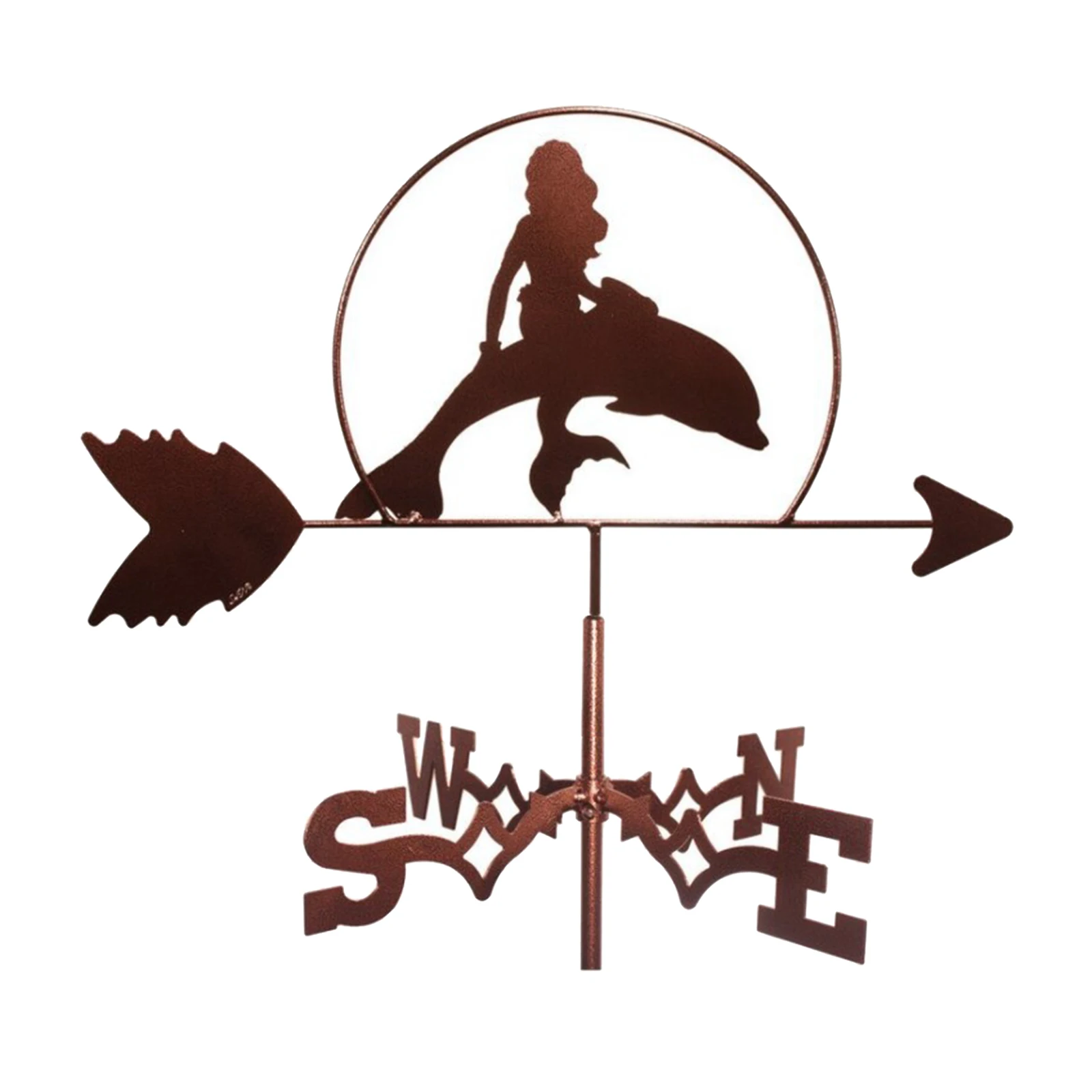 

Farmhouse Mermaid Weather Vane Roof Mount Rod, Wind Direction Indicator Outdoor Metal Bracket Weather Vane