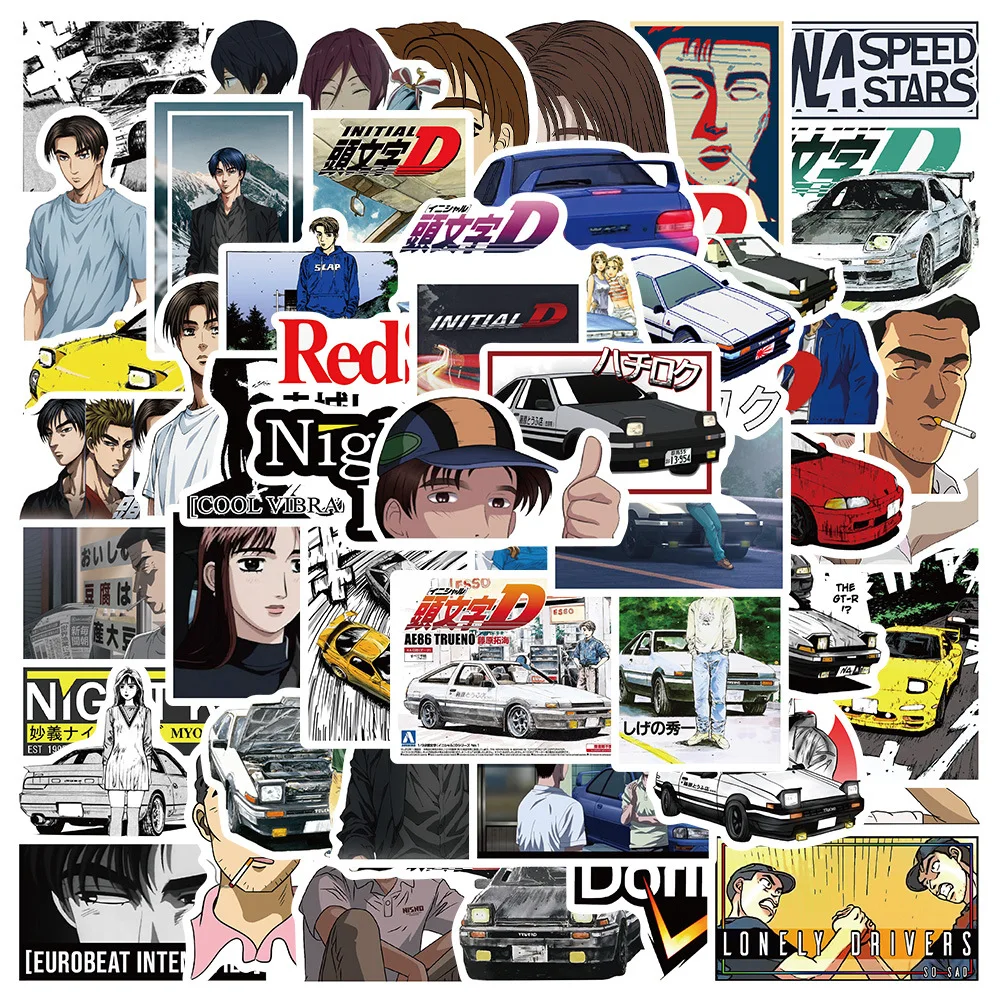 10/50/100pcs NEW Initial D Japanese Anime Graffiti Stickers Lable For Cars Motorcycles Fridge Guitar Waterproof Sticker Kids Toy | Игрушки и