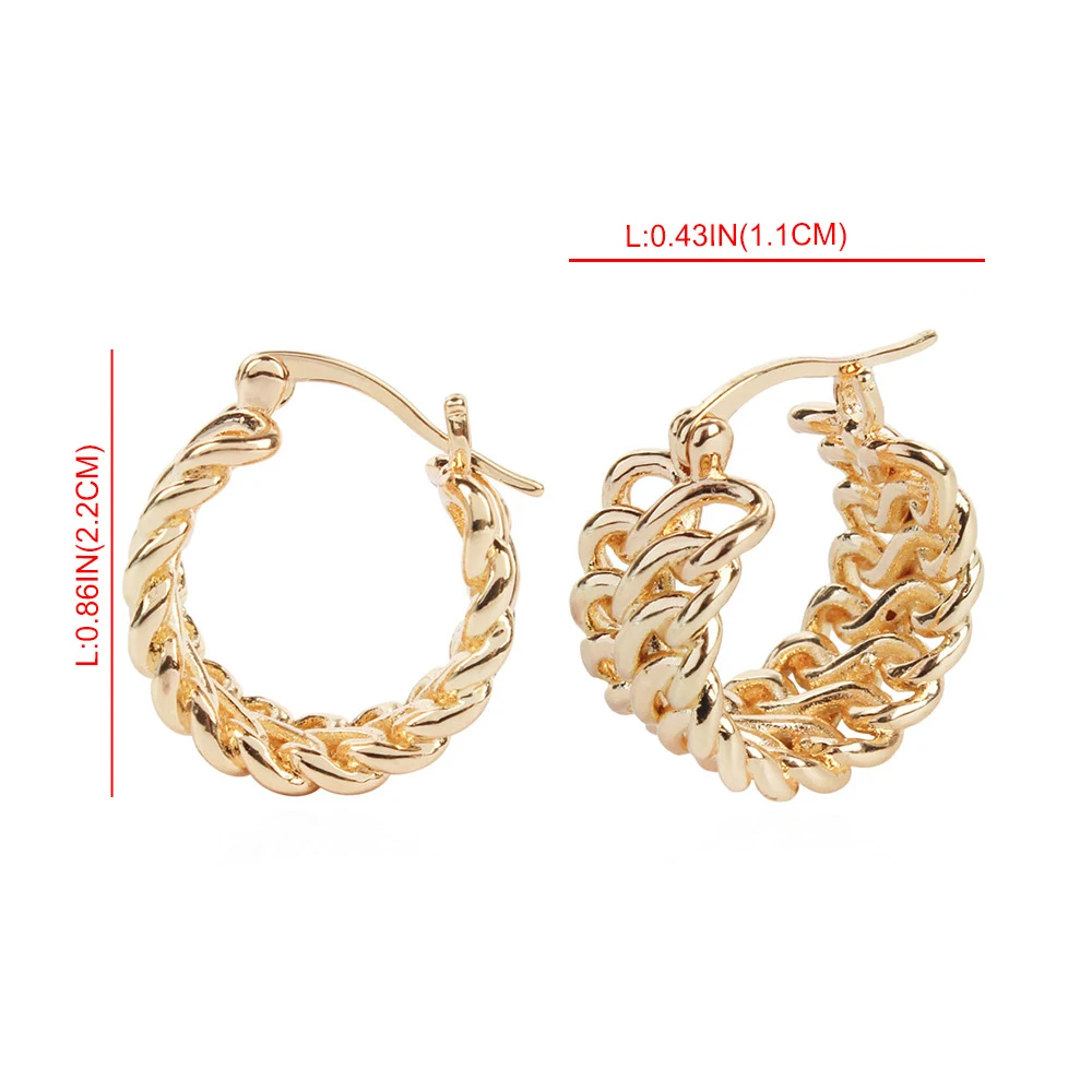 Temperament Wild Personality Metal Chain Earrings Small Hollow Gold Twist Round Exquisite Accessories | Украшения и аксессуары
