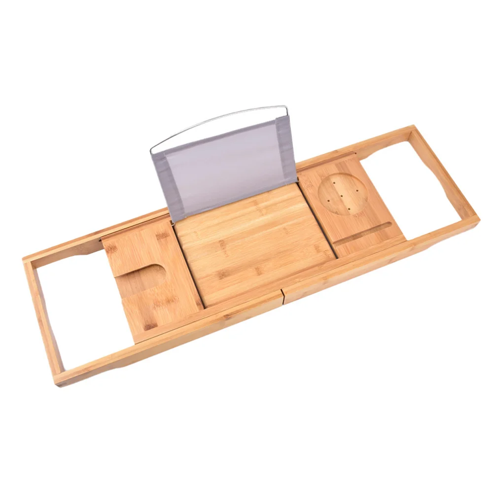 

1pc Multifunction Bamboo Bathtub Storage Rack Telescopic Bathtub Serving Tray