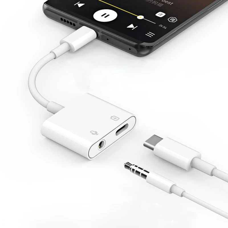 Разветвитель для наушников 2 в 1 адаптер Type C Samsung Note 20 S21 S20 Fe Huawei P40 Xiaomi 11 10 AUX