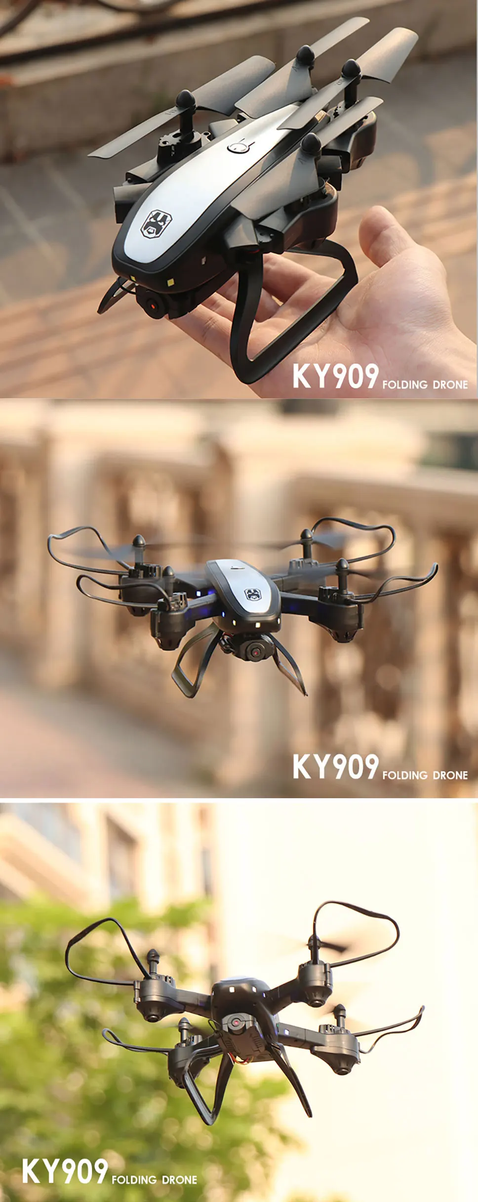 Дрон KY909 HD 4K WiFi видео live fpv Дрон светильник с потоком держать высоту четырехосный самолет одна кнопка взлет Дрон с камерой квадрокоптер с камерой квадракоптер квадрокоптер аккумулятор квадракоптер с камерой
