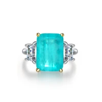 fashion paraiba s925 ring women men 1014mm emerald ins hot selling style rings jewelry anniversary wedding party gift wholesale