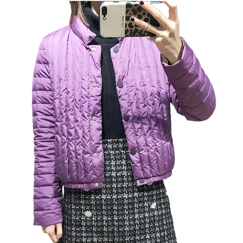 Женский бейсбольный пуховик короткая куртка на белом утином пуху свободная