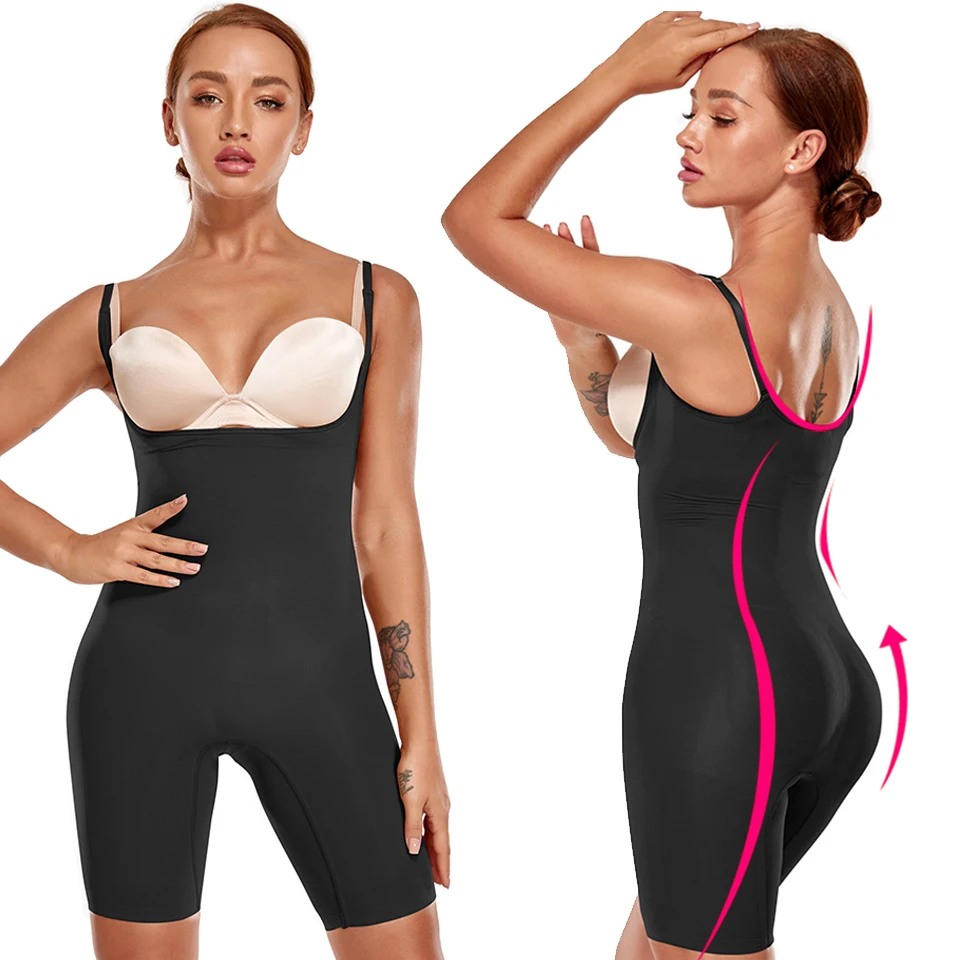 Slim Body Shaper Seamless Women Bodysuit Slimming Waist Trainer Shapewear Butt Lifter Chest Enhancing Full Slip Strappy-Backed