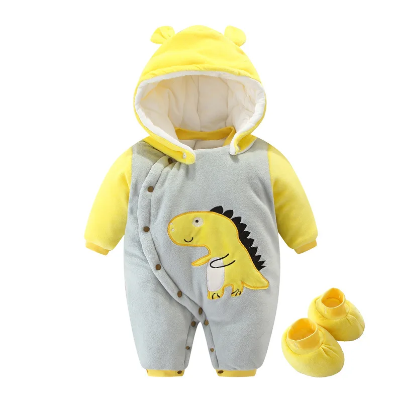 Зимняя одежда для новорожденных 0 24 месяцев утепленный костюм ползания с