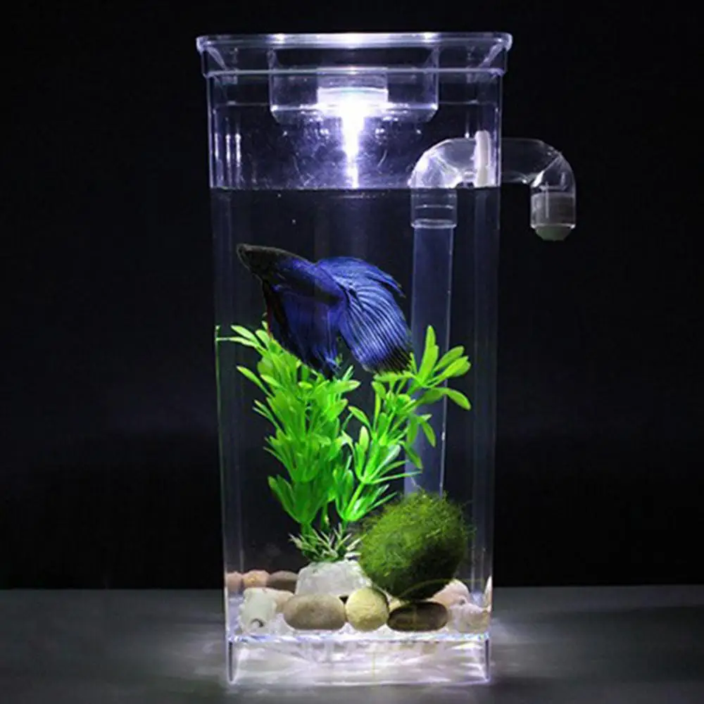 AsyPets самоочистки Пластик аквариум с светодиодный светильник Настольный аквариум Betta аквариум для офиса домашний декор-30