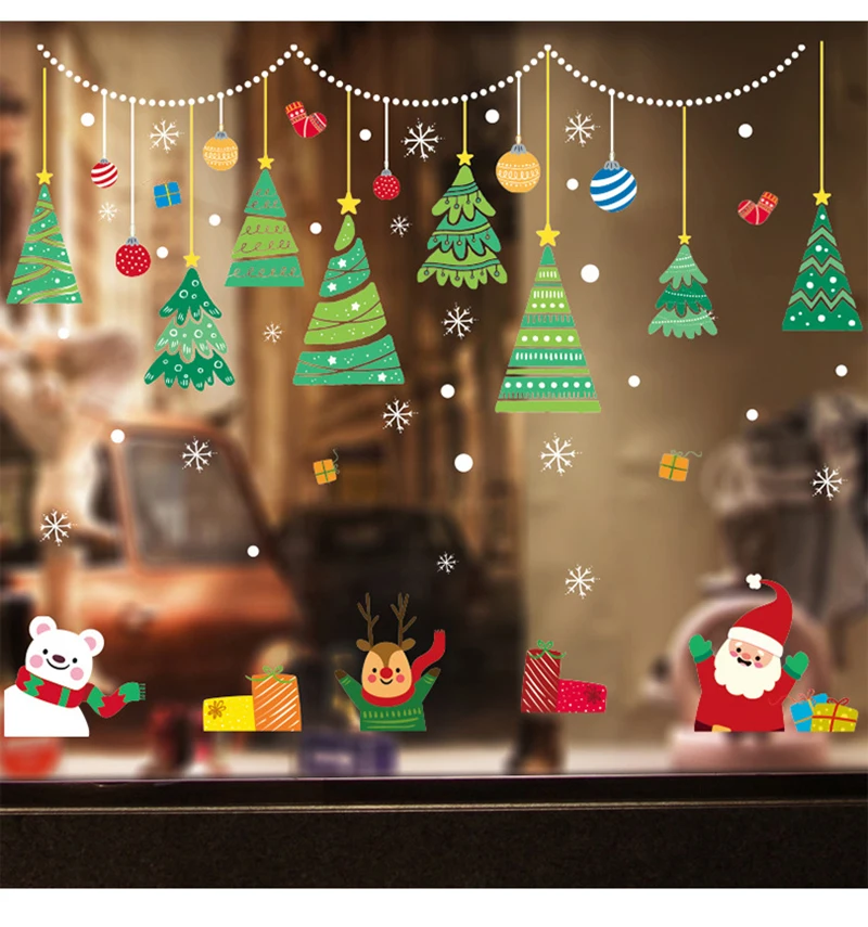 6 стилей оптовая продажа Новогодняя 3D наклейка на дверь водонепроницаемый постер