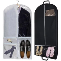black travel garment bag with accessories zipper pocket breathable suit garment dust cover for shirts suits tuxedos dresses coat