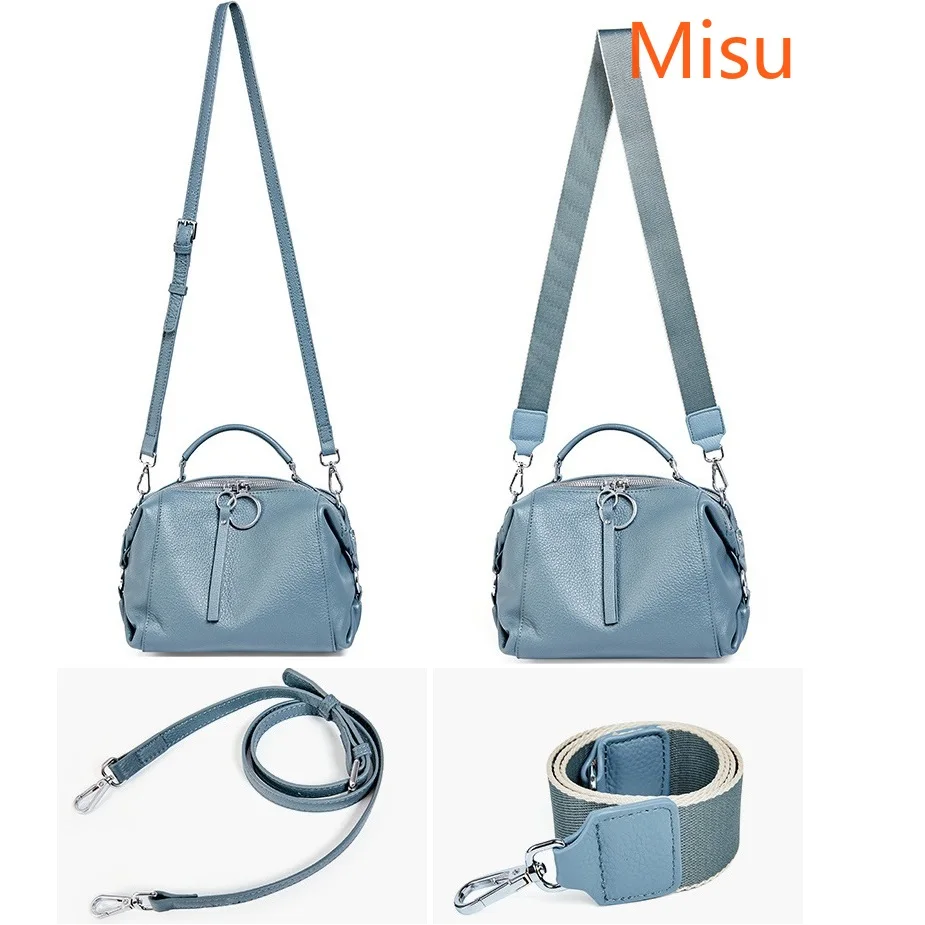 

100% Genuine Leather Women Handbags Fashion Boston Bag Solid Color Zip Shoulder Top-Handle Bags Daily Casual Crossbody Small Bag