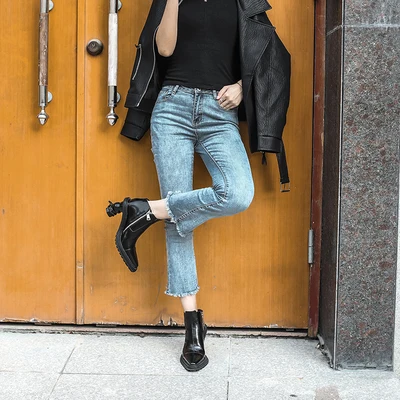 

New Retro Martin Boots Woman Spring Autumn Fashion All-match Thick-heel Pointed Toe Strange Heel Side Zipper Chelsea Boots