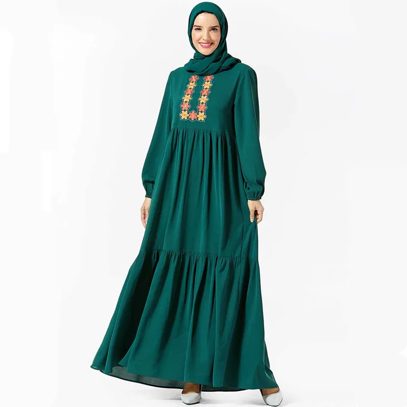 3XL 4XL вышивка мусульманская абайя длинные платья Кафтан длинный халат Туника Jubah