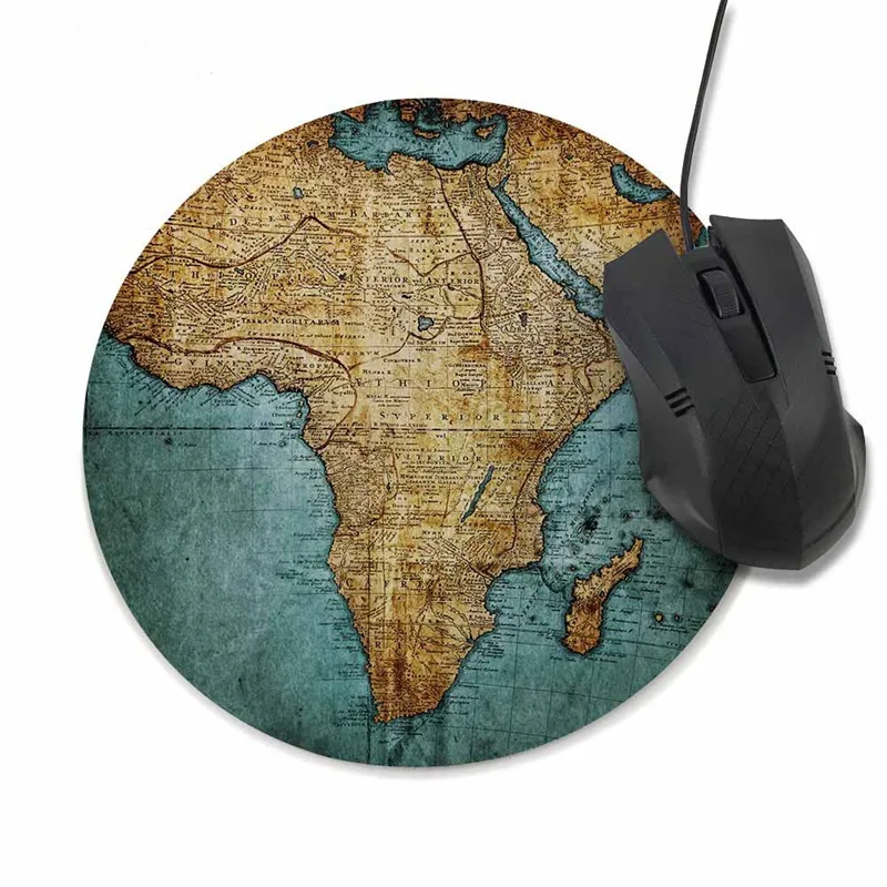 

Mouse Pad Vintage World Map Print Mousepad Antique Decorate Mouse Pads 20CM Round Gaming Mouse Pad For Office and Home Computer