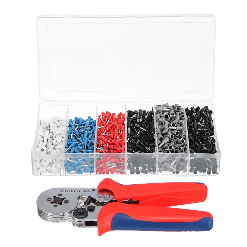 

New 1500Pcs Crimper Cord Wire Connector Terminal Bootlace Ferrule Crimper Kit With Ratchet Crimping Tool End Terminal Block