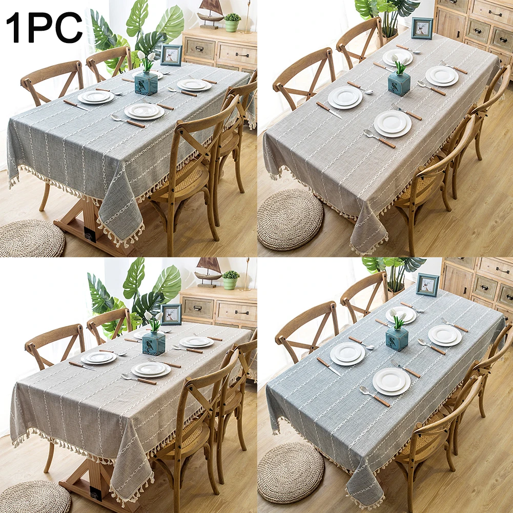 

Hotel Solid Decorative Tablecloth Dining Room Tea Table Multifunction With Tassel Kitchen Wedding Party Desktop Office Thickened