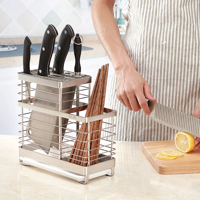 

304 Stainless Steel Knife Holder Chopsticks Cage Integrative Kitchen Knife Holder Knife Holder Tool Holder Kitchen Suppli