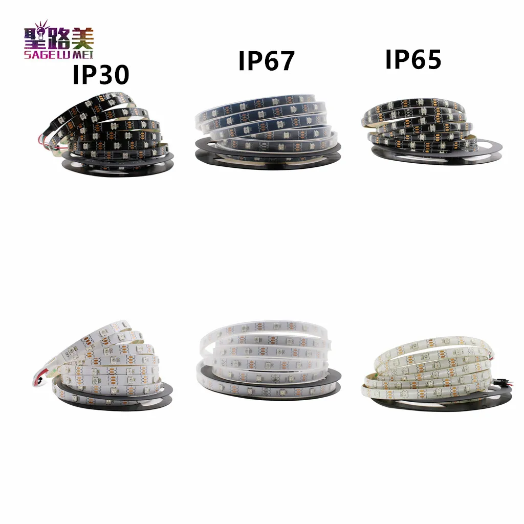 Умная светодиодная Пиксельная лента WS2812 5 в постоянного тока 1 м 30/60/144 пикселей/м