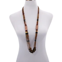bohemian women bohemin trendy ethnic gemstone natural stone seed beads layered necklace fashion jewelry
