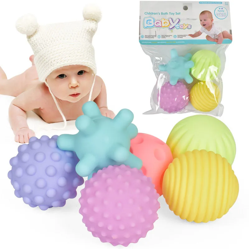 6Pcs/Set Baby Touch Hand Ball Toys Infant Training Massage Soft Rubber Textured Multi Sensory Tactile Pinch Bath Toy | Игрушки и хобби