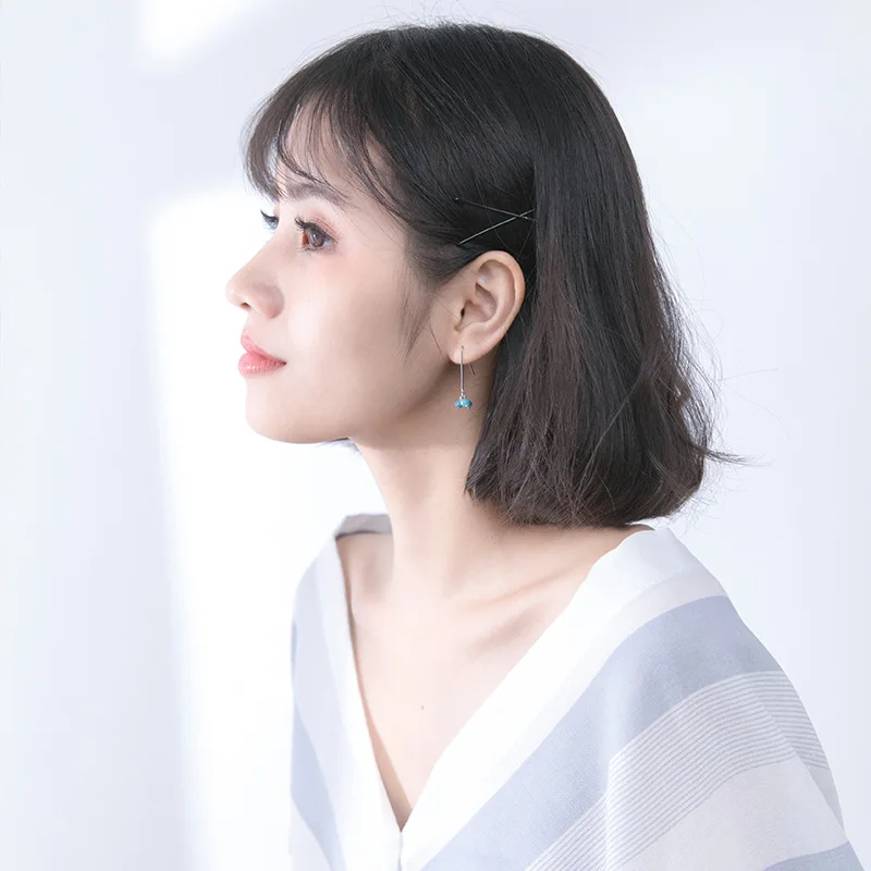 Trusta 100% Стерлинговое Серебро 925 пробы синтетический синий кристалл 3 1 см х 0 8