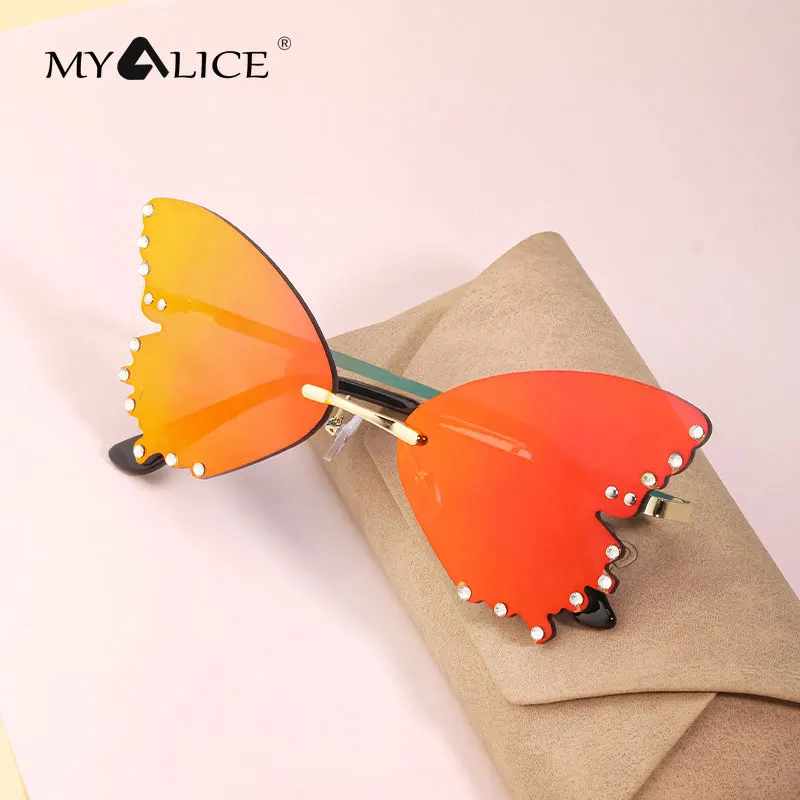 

MYALICE новые модные женские цветные солнцезащитные очки в форме бабочки брендовые дизайнерские индивидуальные сценические представлений оп...