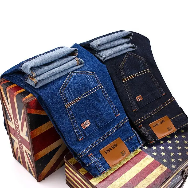 

Jeans Men 2019 New Fashion Personality High Street Slim Fit Button Jeans for Men Vintage Classical Denim Pants Plus Size