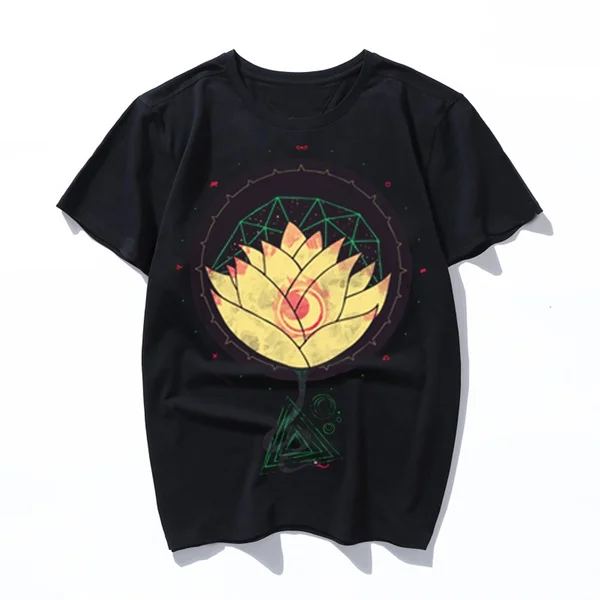 

lotus fashion summer t shirt men brand-clothing printing T-shirt male quality cotton