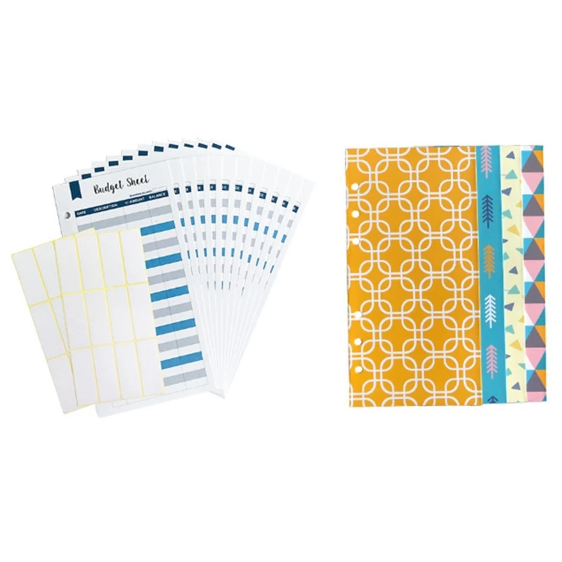 

Budget Envelope Set, Creative 6-Hole Loose-Leaf netic Opening Cash Envelope with Budget Sheet and Labels