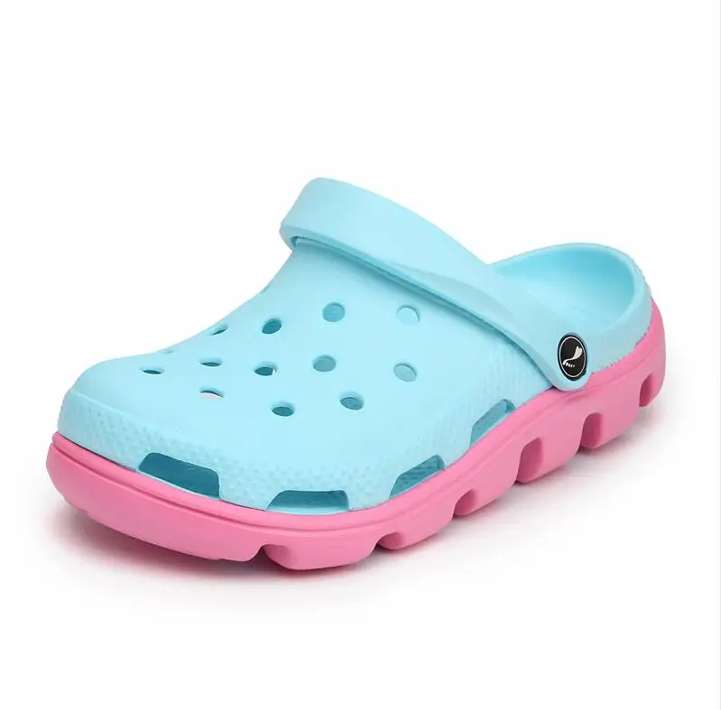 light blue Сабо для женщин; садовая обувь; сандалии; коллекция года; сезон лето; Брендовые повседневные сабо унисекс; популярные женские сандалии; пляжная водонепроницаемая обувь - Цвет: light blue