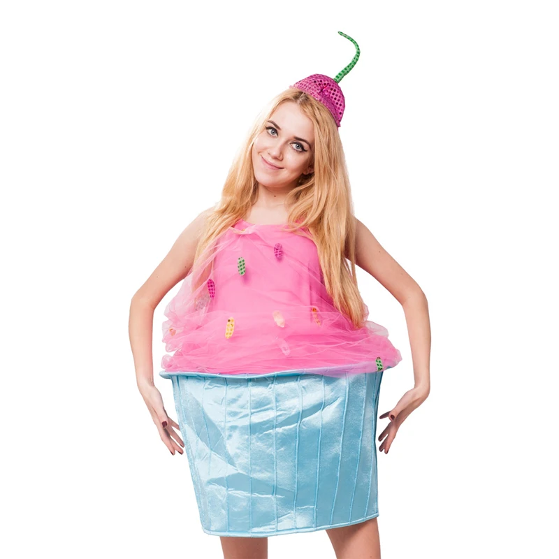 

Cosplay Halloween women Cupcake Party Costume Food Clothes Fancy Dress up Birthday Party Cake Costume For Adult Pink dresses