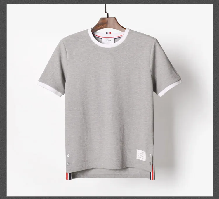 

2021 Fashion TB Brand T-shirt O-Neck Collar Patchwork Short-sleeved T-shirt Men Women Cotton Couple Summer Casual Clothing