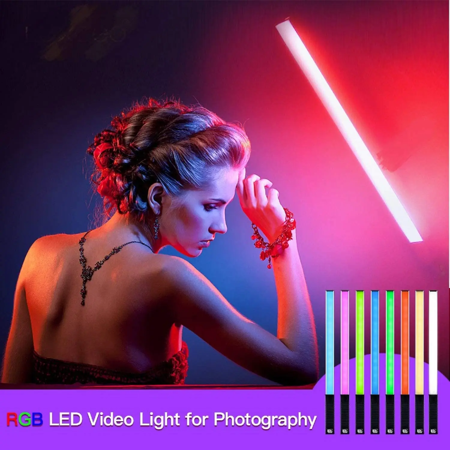 LUXCEO Q508A RGB Led Video Light Wand Tube Photography Lamp Remote Control 8 Color 3000K-5750K Photo Lighting For Youtube TikTok