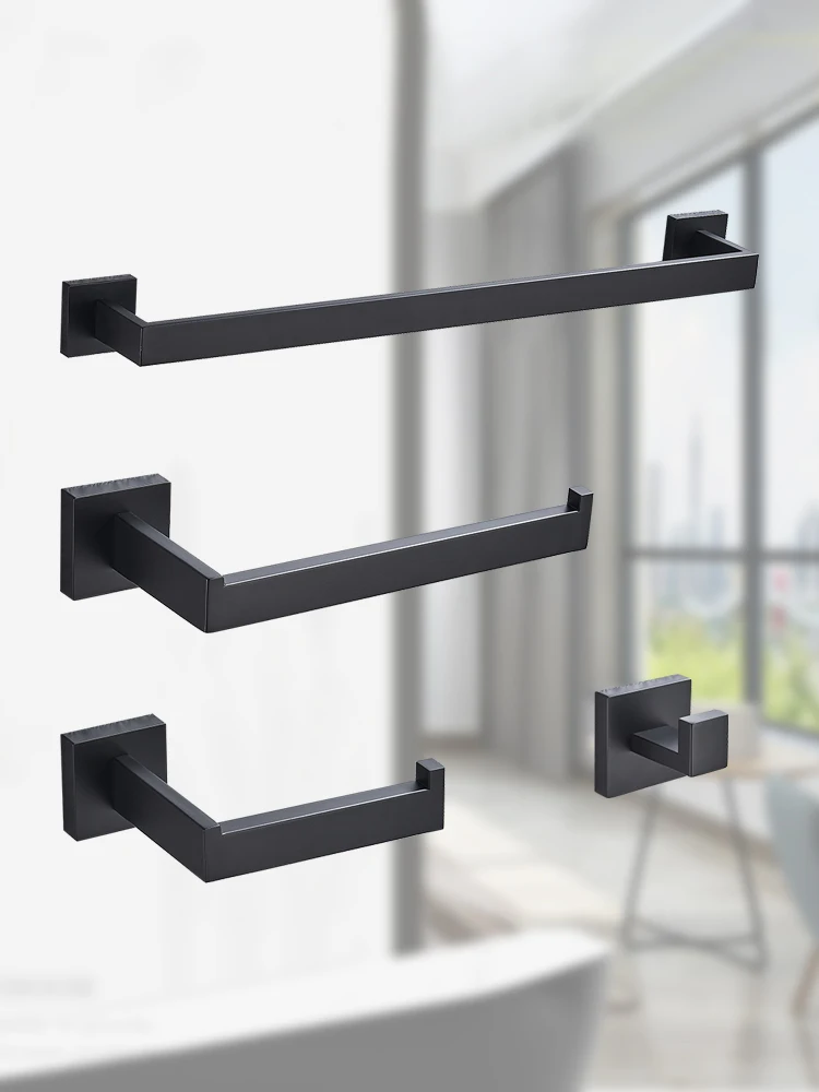 Набор оборудования для ванной из нержавеющей стали 304 Черный Матовый держатель