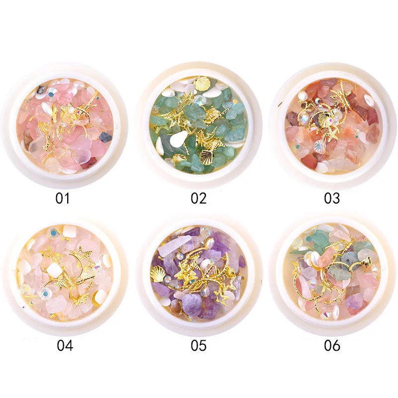 3d стразы для ногтей Бусины Красочные Сердолик Нерегулярные Полые золото