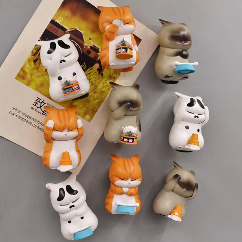 

9PCS/Sets Anime Pet Figurine Models Cute Funny Distressful Kitten Cat Animal Mini Figures Toys Kids Home Collection Dolls Gifts